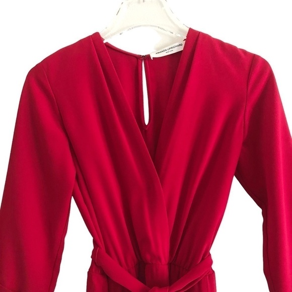 Amanda Uprichard Red Crepe Wrap Midi Maxi Dress Size P (0-2) - Picture 6 of 15